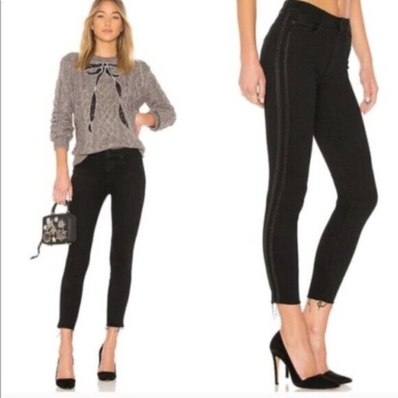 MOTHER High Waisted Looker Ankle Guilty Party Racer Women Size 25 - Picture 1 of 10